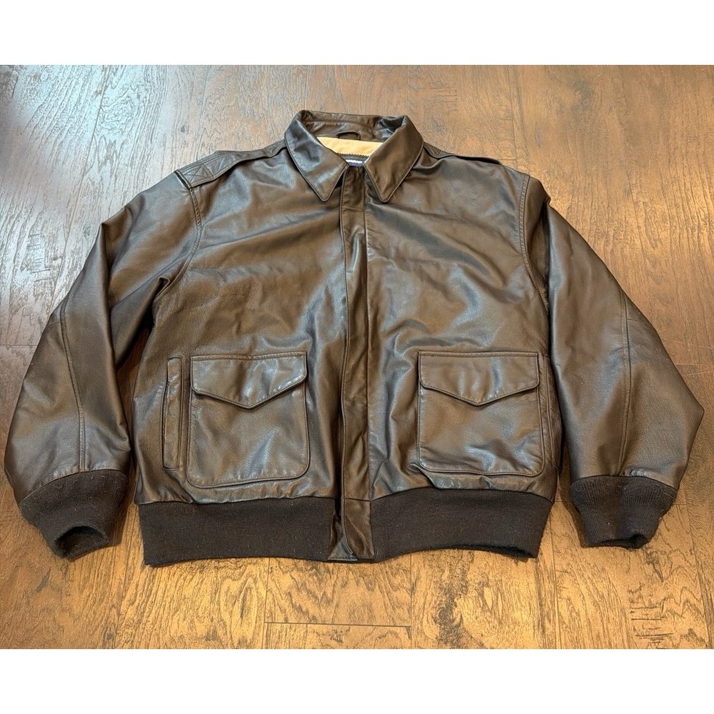 Air Force Airborne Leathers A-2 Style Brown Leather Flight Bomber Jacket USA
